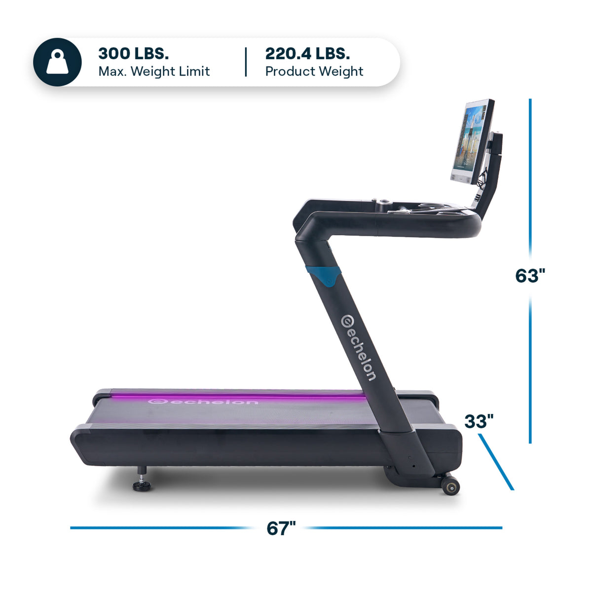 Echelon Stride 8S Treadmill with 22" Swivel HD Touchscreen & Auto Incline