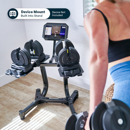 Echelon Adjustable Dumbbells Set 7–52.5 lbs with Stand, Quick Weight Adjustment, Space-Saving Design