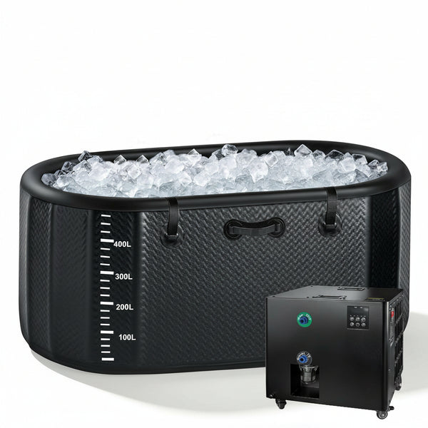 Cold Plunge Tub, 248 Gallon, 1 Horsepower, Heavy-Duty Ice Bath Tub for Athletes with Hot & Cold, Portable Inflatable Plunge Chiller with Water Treatment Kit, Immersion Therapy, Wifi (Black, 1 Set)