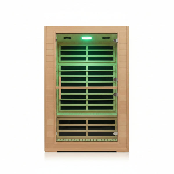 2 Person Far Infrared Sauna with Smart APP Control, 2000W Low EMF Wooden Infrared Sauna Room for Home, 8 Carbon Mica Heating Panels Wellness Sauna, Canadian Hemlock Indoor Spa for Home Relaxation