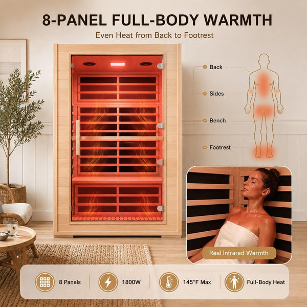 Homsido 2-Person Far Infrared Sauna – 2000W, App Control