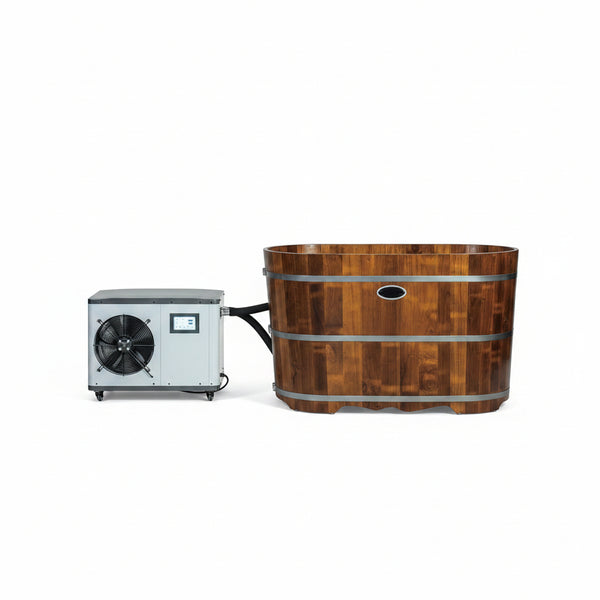 WOODBRIDGE 54" Indoor Cold Plunge Tub W/ 1.3 HP White Chiller – Rapid Cooling & Heating, Ozone Sanitation, Filter Circulation System, Wifi-Enabled & Remote Control via APP, Insulated Tub Cover