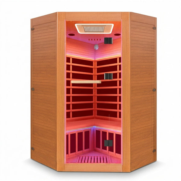Multifunctional 2-3 Person Infrared Sauna for Home, 2180W Indoor Sauna with 7-Color LED Ambient Light, Red Light Feature, Oxygen Bar, Dual Bluetooth Speakers, 360° Surround Heating